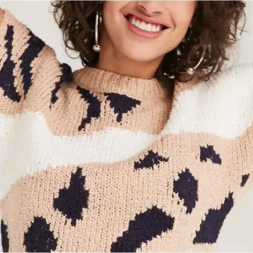 Vintage Sheridan Square Leopard Print Popcorn Sweater Tee